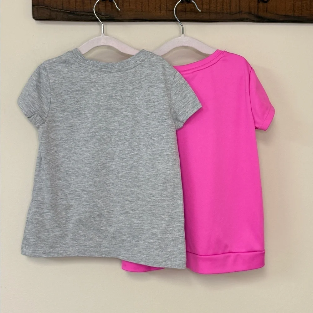 Puma: Lot of (2) Girls Short Sleeve T-Shirts, Pink & Gray Logo, Size XS (5/6)